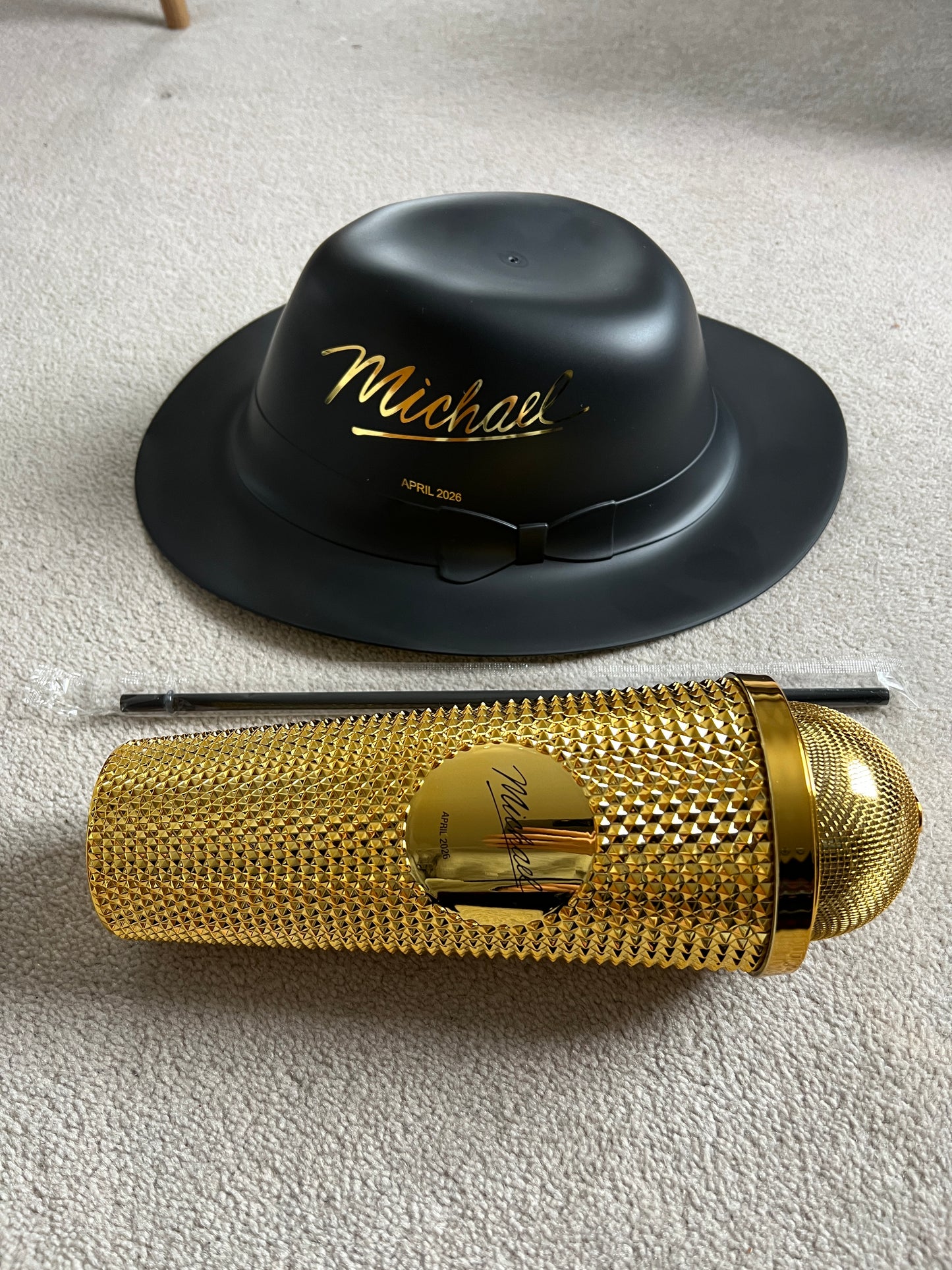 The Michael Jackson Movie Popcorn Fedora Hat Bucket and Gold Cup 2026 In Hand