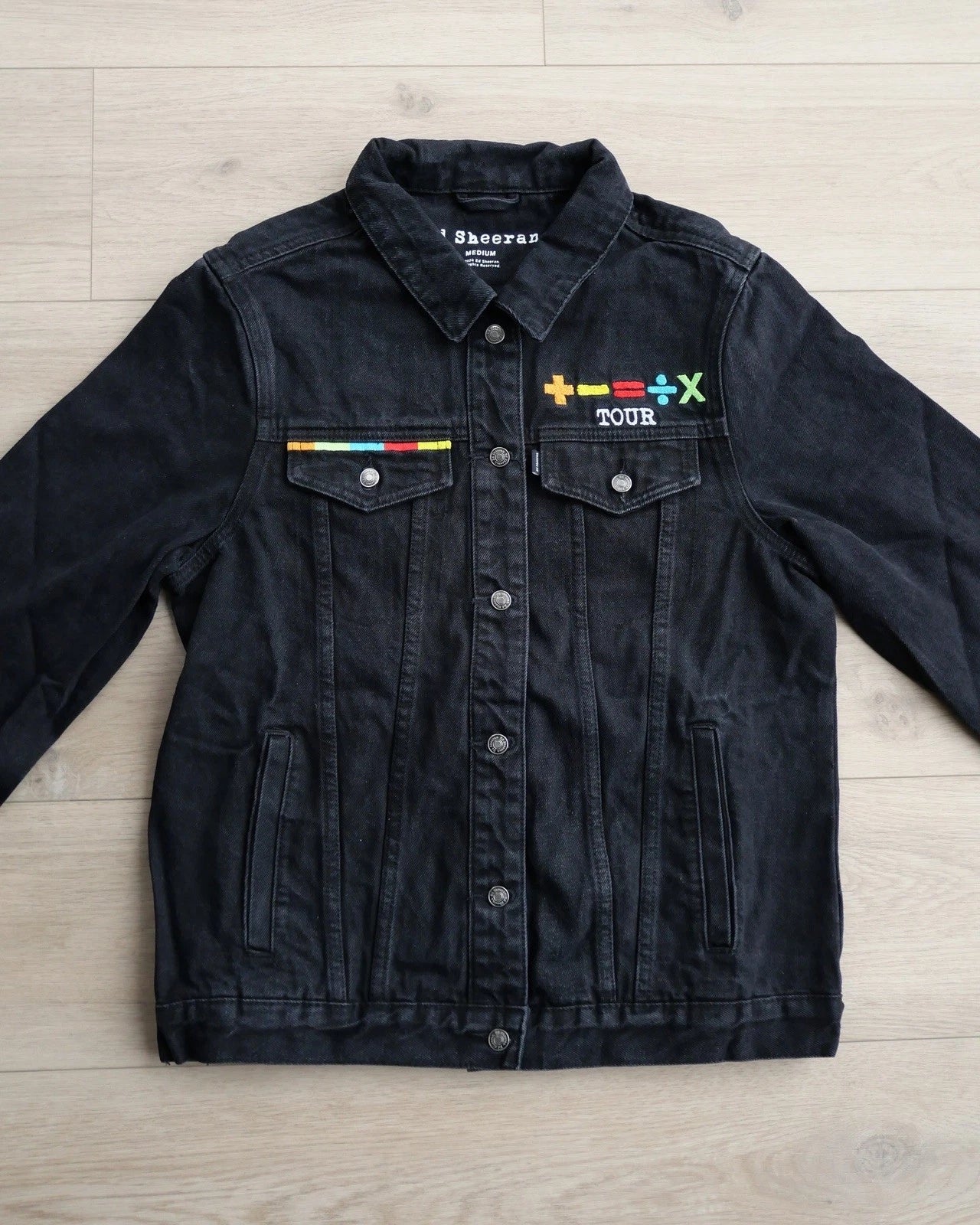 Ed Sheeran Mathematics Tour Black Denim Jacket Size Large